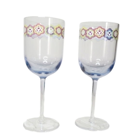 2 Disney Parks Multicolor Mickey Border Shatter Proof Stem Wine Glasses - Picture 1 of 5